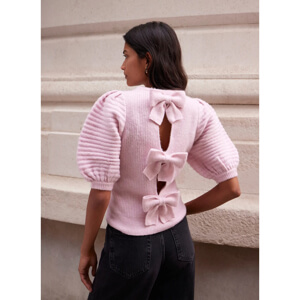 Mint Velvet Pink Wool Blend Bow Back Knit Top